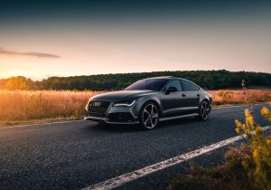 Audi RS7 Sportback on road during sunset