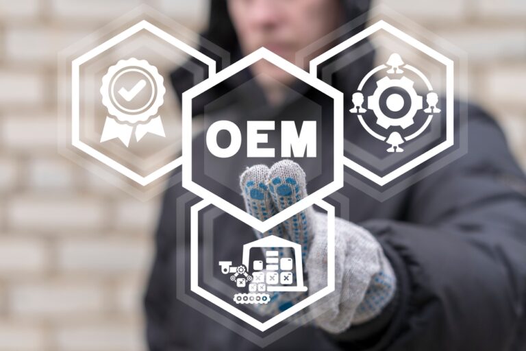 A main clicking a digital word that says "OEM"